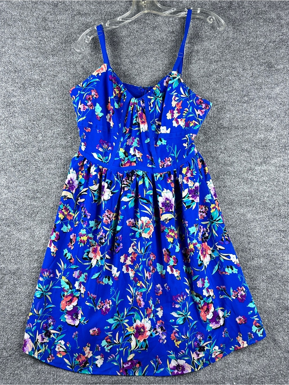 NWT Nicole by Nicole Miller Blue Floral Pleated Fit & Flare Bustier Dress Sz 10
